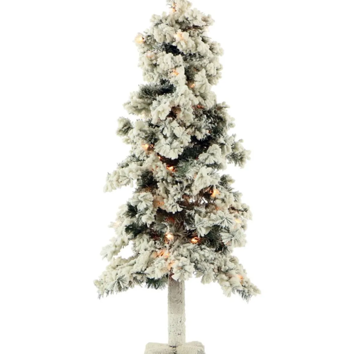 Snowy Alpine Tree With Clear Lights