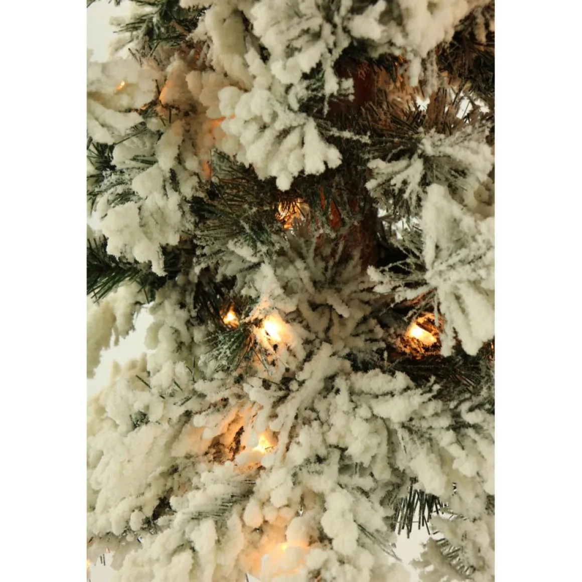 Snowy Alpine Tree With Clear Lights