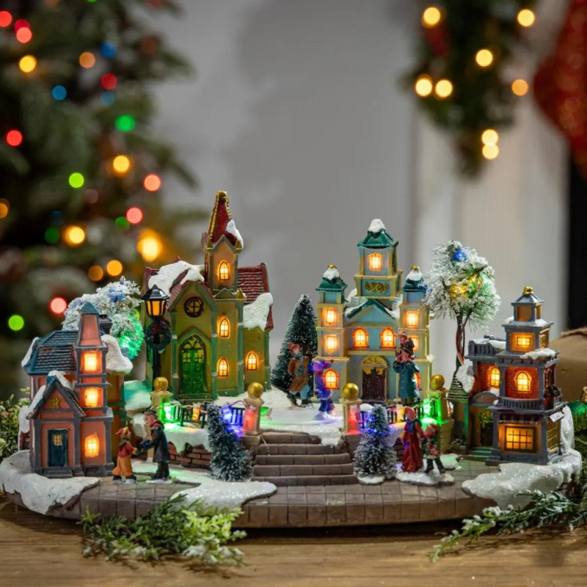 The Gerson Company 15.35" Electric Lighted Musical Holiday Village