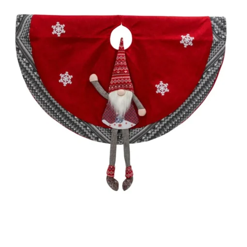 The Gerson Company 35.4" Lighted Fabric Holiday Gnome Tree Skirt