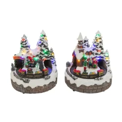 The Gerson Company 7.5" 2-Pack Musical Village W/ Moving Train & Timer