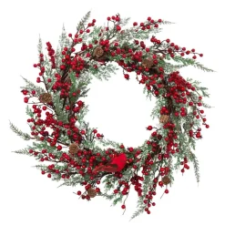 The Gerson Company 24" Winter Greenery Spray Wreath With Berry Accents