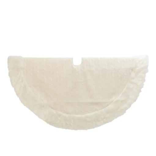 The Gerson Company 48"D White Cable Knit Fur Trim Tree Skirt