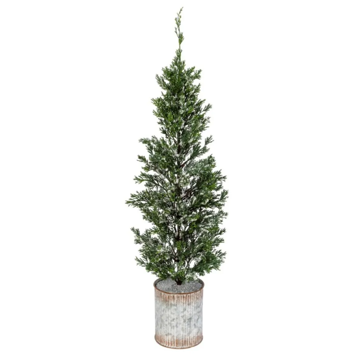 The Gerson Company 35"H Snowy Pine Tree In Tin Pot