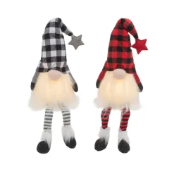 The Gerson Company 2-Pack 26.7"H B/O Lighted Plush Holiday Gnomes
