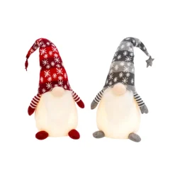 The Gerson Company 2Pk 26"H Lighted Holiday Plush Gnome Figurines