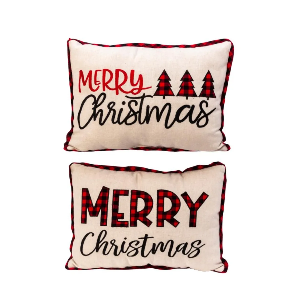The Gerson Company 2Pk 20"L Fabric Embroidered Merry Christmas Pillow