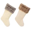 The Gerson Company 2Pk 21"L Knit Fabric Stocking W/ Faux Fur Cuff