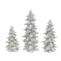 The Gerson Company Set Of 3 Resin Silver Glitter Trees
