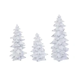 The Gerson Company Set Of 3 Resin White Glitter Winter Trees
