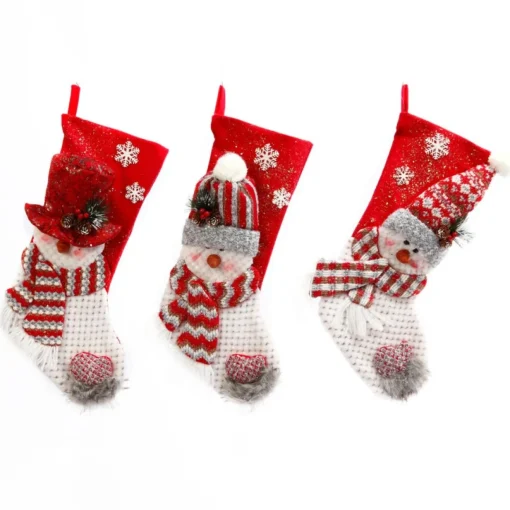 The Gerson Company Set Of 3 Fabric Snowman Christmas Stockings