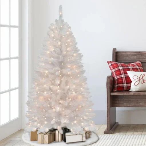 White Franklin Fir 4-1/2' Artificial Christmas Tree With Clear Lights