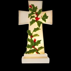 Winter Lane 12" Illuminated Holiday Cross With 6-Hour Timer