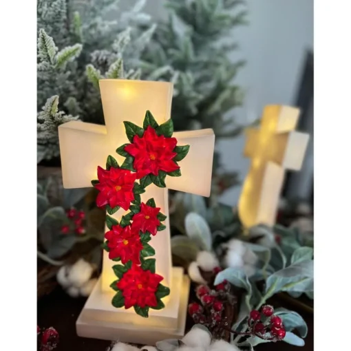 Winter Lane 12" Illuminated Holiday Cross With 6-Hour Timer