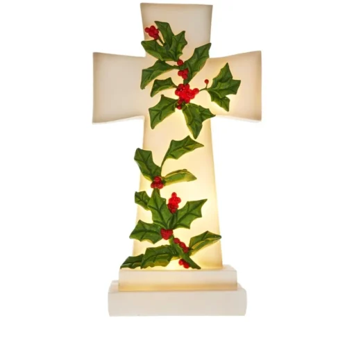 Winter Lane 12" Illuminated Holiday Cross With 6-Hour Timer
