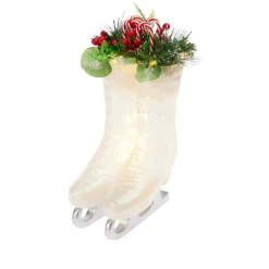 Winter Lane Illuminated Ice Skates With Greenery