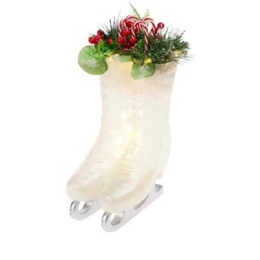 Winter Lane Illuminated Ice Skates With Greenery