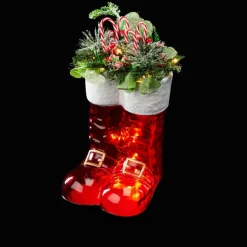 Winter Lane Illuminated Santa Boots With Greenery