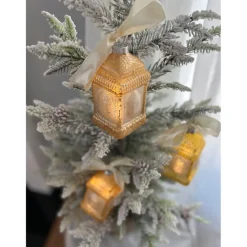 Winter Lane Mini Lantern Glass Ornaments With Gift Bags - Set Of 3