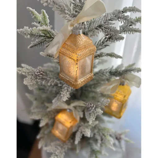 Winter Lane Mini Lantern Glass Ornaments With Gift Bags - Set Of 3