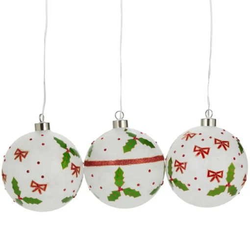 Winter Lane Oversized Led Ornaments With Timer - Set Of 3
