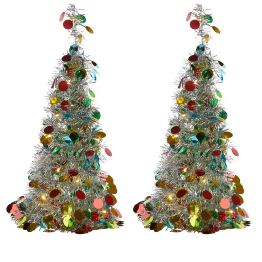 Winter Lane 2-Pack 2' Pop-Up Tinsel Holiday Trees