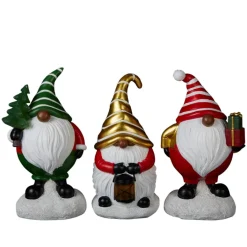 Winter Lane Set Of 3 Led Holiday Gnomes With 4-Hour Timers