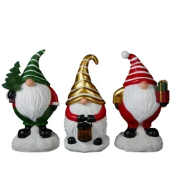 Winter Lane Set Of 3 Led Holiday Gnomes With 4-Hour Timers
