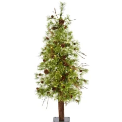 4' Wyoming Alpine Artificial Christmas Tree With 50 Clear Multifunction Led Lights And Pine Cones On