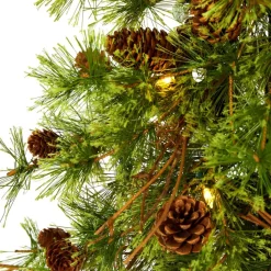 4' Wyoming Alpine Artificial Christmas Tree With 50 Clear Multifunction Led Lights And Pine Cones On