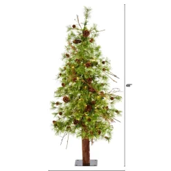 4' Wyoming Alpine Artificial Christmas Tree With 50 Clear Multifunction Led Lights And Pine Cones On